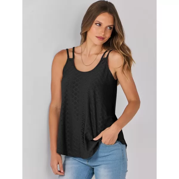 imageANRABESS Womens Tank Tops Eyelet Embroidery Casual Spaghetti Strap Camisoles Boho Flowy ShirtsBlack