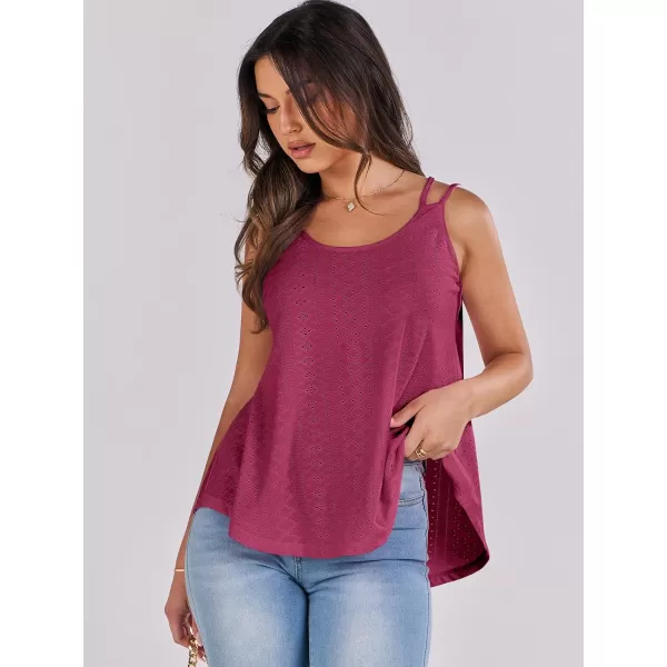 imageANRABESS Womens Tank Tops Eyelet Embroidery Casual Spaghetti Strap Camisoles Boho Flowy ShirtsBurgundy