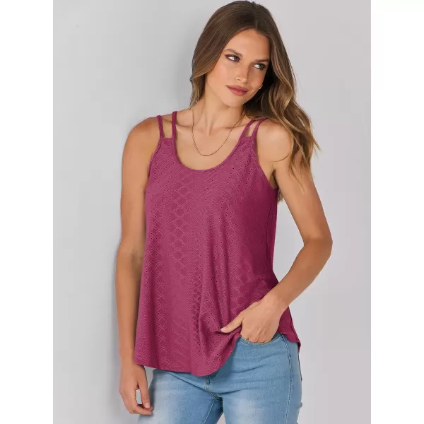 imageANRABESS Womens Tank Tops Eyelet Embroidery Casual Spaghetti Strap Camisoles Boho Flowy ShirtsBurgundy