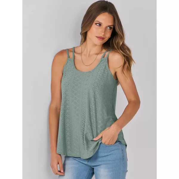 imageANRABESS Womens Tank Tops Eyelet Embroidery Casual Spaghetti Strap Camisoles Boho Flowy ShirtsLight Green