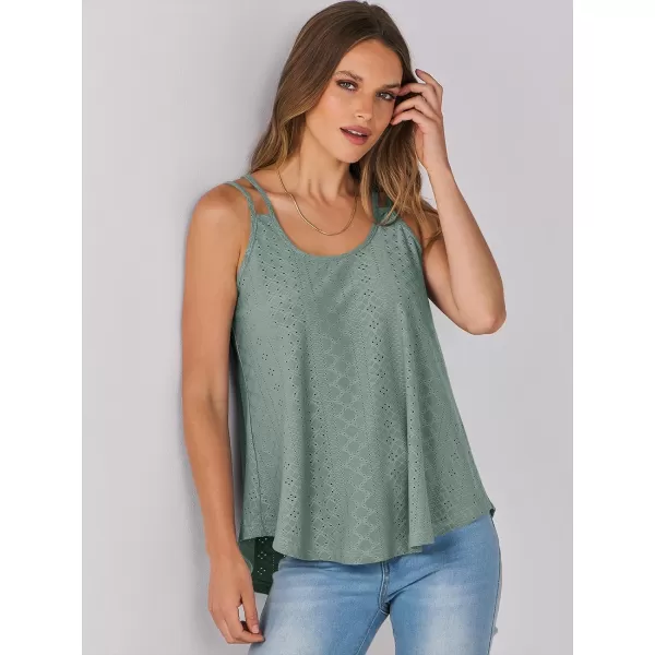 imageANRABESS Womens Tank Tops Eyelet Embroidery Casual Spaghetti Strap Camisoles Boho Flowy ShirtsLight Green