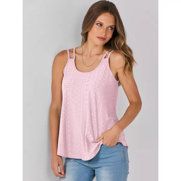 imageANRABESS Womens Tank Tops Eyelet Embroidery Casual Spaghetti Strap Camisoles Boho Flowy ShirtsLight Pink