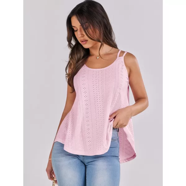 imageANRABESS Womens Tank Tops Eyelet Embroidery Casual Spaghetti Strap Camisoles Boho Flowy ShirtsLight Pink