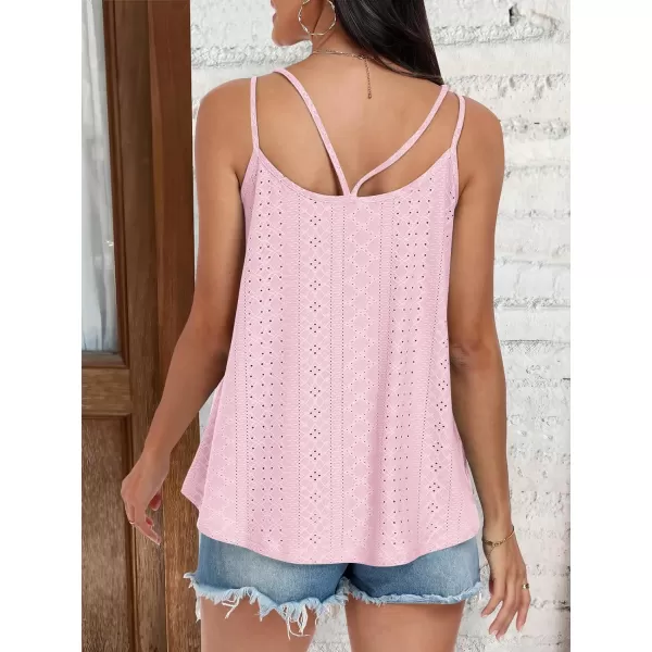 imageANRABESS Womens Tank Tops Eyelet Embroidery Casual Spaghetti Strap Camisoles Boho Flowy ShirtsLight Pink