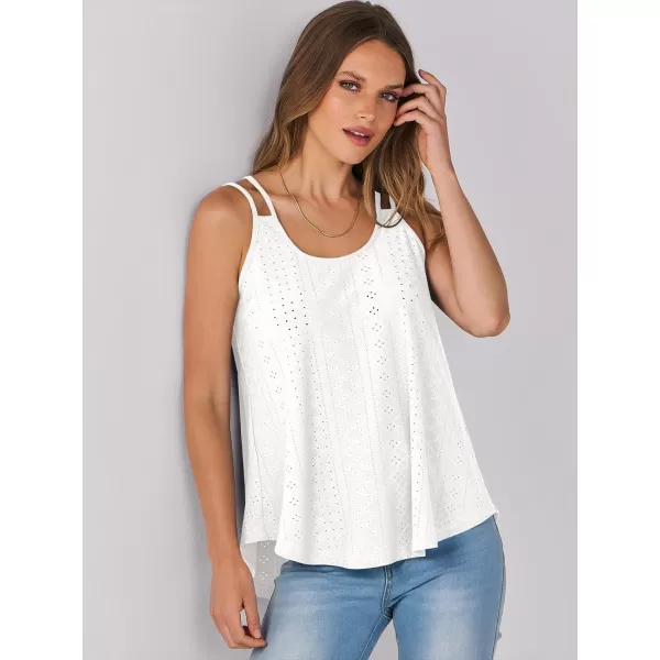 imageANRABESS Womens Tank Tops Eyelet Embroidery Casual Spaghetti Strap Camisoles Boho Flowy ShirtsWhite