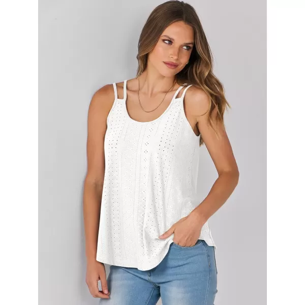 imageANRABESS Womens Tank Tops Eyelet Embroidery Casual Spaghetti Strap Camisoles Boho Flowy ShirtsWhite