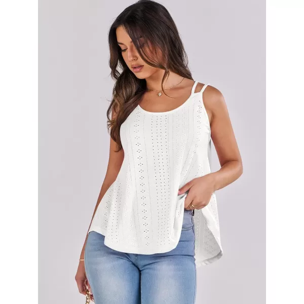 imageANRABESS Womens Tank Tops Eyelet Embroidery Casual Spaghetti Strap Camisoles Boho Flowy ShirtsWhite