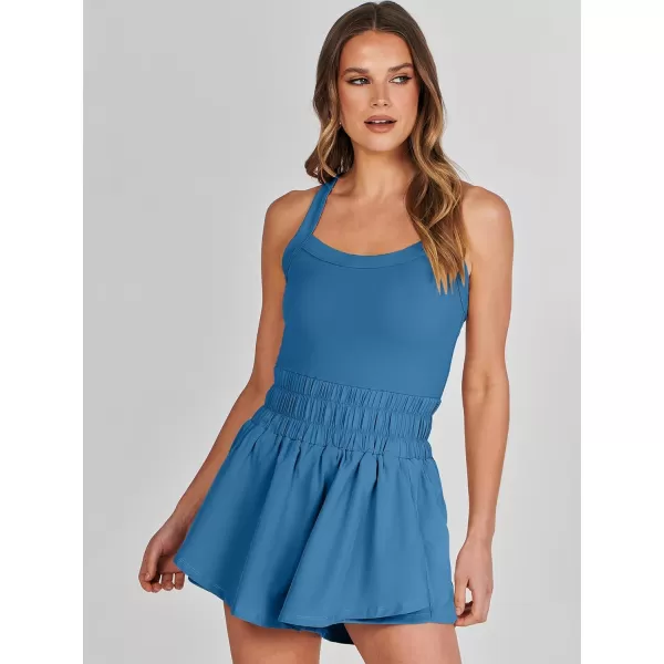 imageANRABESS Womens Tennis Dress Shorts Onesie Summer One Piece Outfits Athletic Romper Sleeveless Workout Mini Skort DressBlue