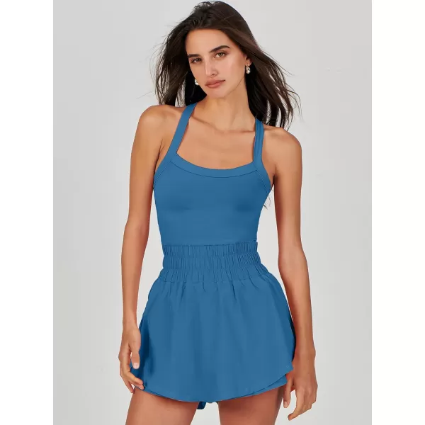 imageANRABESS Womens Tennis Dress Shorts Onesie Summer One Piece Outfits Athletic Romper Sleeveless Workout Mini Skort DressBlue