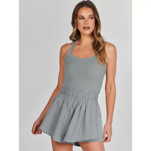 imageANRABESS Womens Tennis Dress Shorts Onesie Summer One Piece Outfits Athletic Romper Sleeveless Workout Mini Skort DressGrey