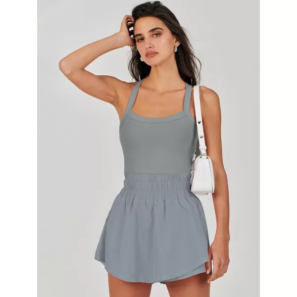 imageANRABESS Womens Tennis Dress Shorts Onesie Summer One Piece Outfits Athletic Romper Sleeveless Workout Mini Skort DressGrey