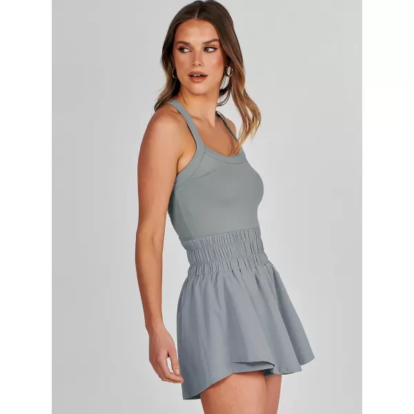 imageANRABESS Womens Tennis Dress Shorts Onesie Summer One Piece Outfits Athletic Romper Sleeveless Workout Mini Skort DressGrey