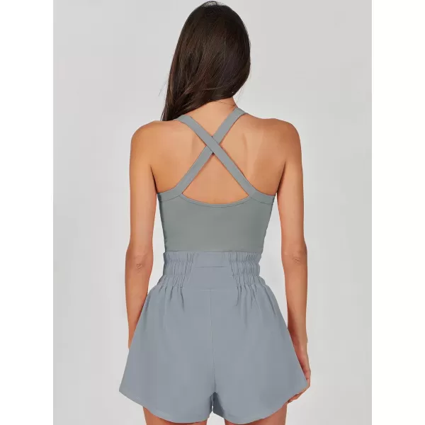 imageANRABESS Womens Tennis Dress Shorts Onesie Summer One Piece Outfits Athletic Romper Sleeveless Workout Mini Skort DressGrey