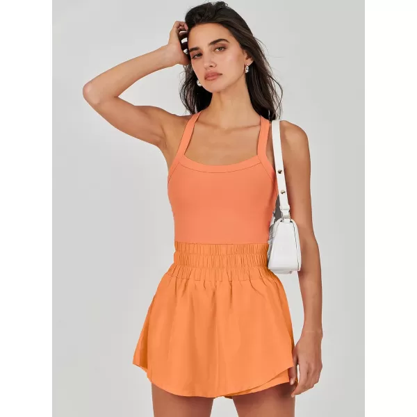 imageANRABESS Womens Tennis Dress Shorts Onesie Summer One Piece Outfits Athletic Romper Sleeveless Workout Mini Skort DressOrange