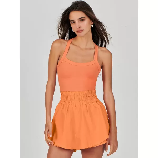 imageANRABESS Womens Tennis Dress Shorts Onesie Summer One Piece Outfits Athletic Romper Sleeveless Workout Mini Skort DressOrange
