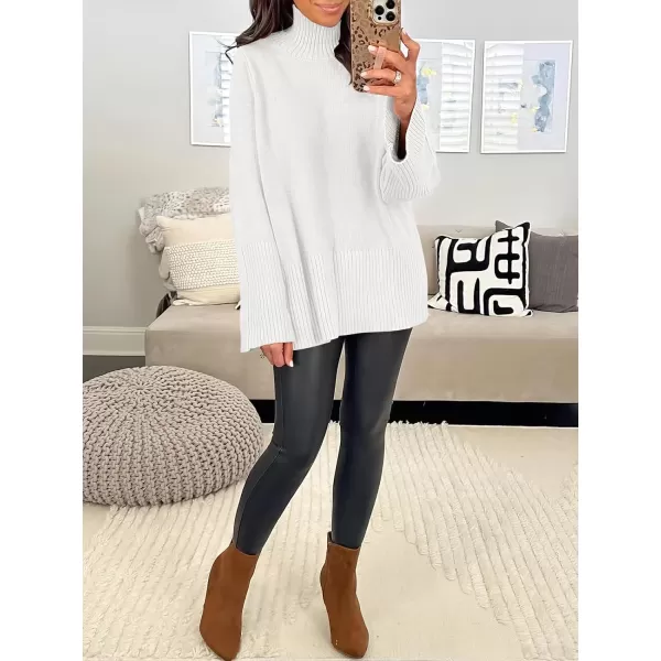 imageANRABESS Womens Trendy Sweaters Pullover Turtleneck Oversized Long Sleeve Split Hem Casual Knit Sweater TopsWhite