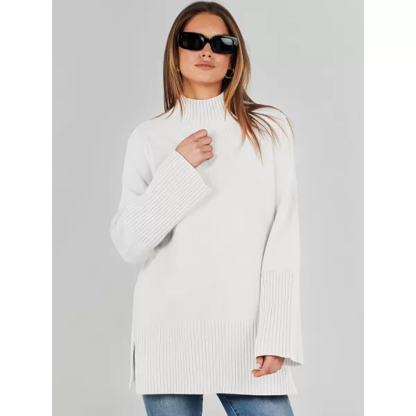 imageANRABESS Womens Trendy Sweaters Pullover Turtleneck Oversized Long Sleeve Split Hem Casual Knit Sweater TopsWhite