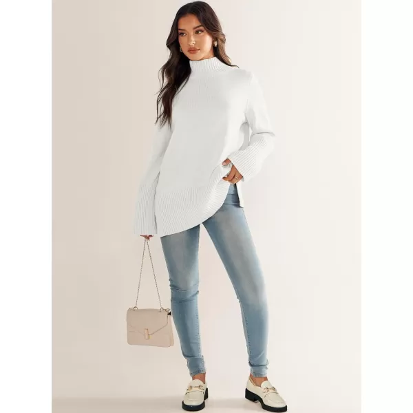 imageANRABESS Womens Trendy Sweaters Pullover Turtleneck Oversized Long Sleeve Split Hem Casual Knit Sweater TopsWhite