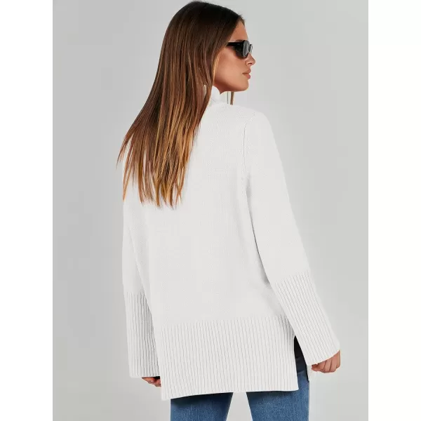 imageANRABESS Womens Trendy Sweaters Pullover Turtleneck Oversized Long Sleeve Split Hem Casual Knit Sweater TopsWhite