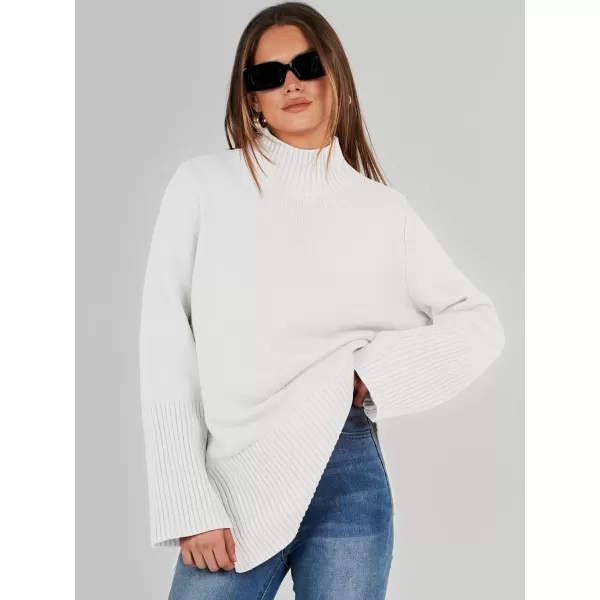 imageANRABESS Womens Trendy Sweaters Pullover Turtleneck Oversized Long Sleeve Split Hem Casual Knit Sweater TopsWhite