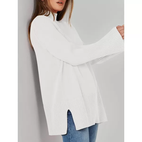imageANRABESS Womens Trendy Sweaters Pullover Turtleneck Oversized Long Sleeve Split Hem Casual Knit Sweater TopsWhite