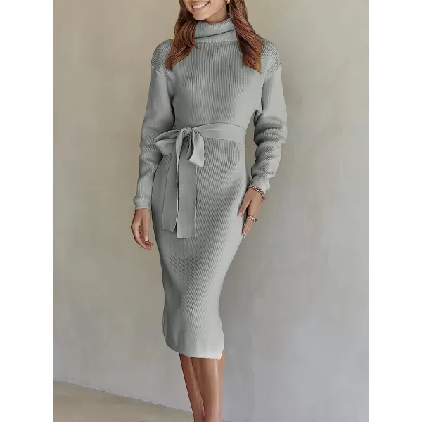 imageANRABESS Womens Turtleneck Batwing Sleeve Oversized Chunky Rib Knit Slit Pullover Sweater DressGray
