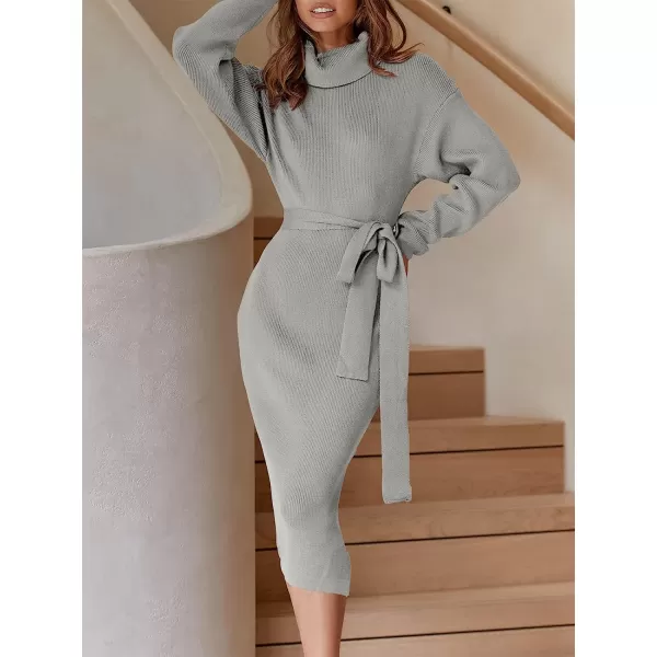 imageANRABESS Womens Turtleneck Batwing Sleeve Oversized Chunky Rib Knit Slit Pullover Sweater DressGray