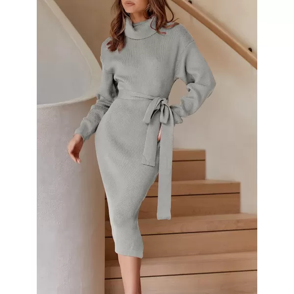 imageANRABESS Womens Turtleneck Batwing Sleeve Oversized Chunky Rib Knit Slit Pullover Sweater DressGray