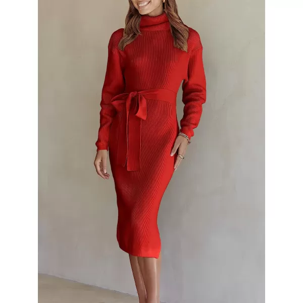 imageANRABESS Womens Turtleneck Batwing Sleeve Oversized Chunky Rib Knit Slit Pullover Sweater DressRed