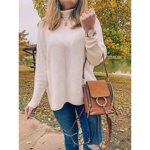 imageANRABESS Womens Turtleneck Long Batwing Sleeve Asymmetric Hem Casual Pullover Sweater Knit TopsApricot