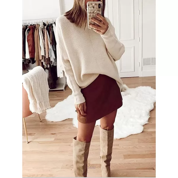 imageANRABESS Womens Turtleneck Long Batwing Sleeve Asymmetric Hem Casual Pullover Sweater Knit TopsApricot