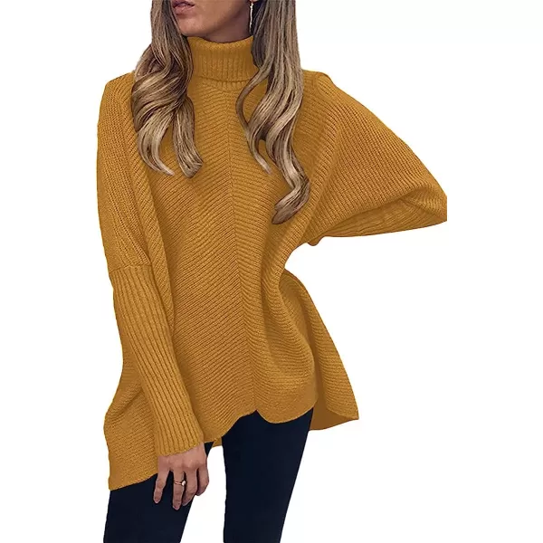 imageANRABESS Womens Turtleneck Long Batwing Sleeve Asymmetric Hem Casual Pullover Sweater Knit TopsCamel