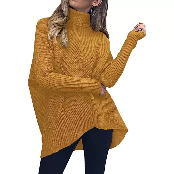 imageANRABESS Womens Turtleneck Long Batwing Sleeve Asymmetric Hem Casual Pullover Sweater Knit TopsCamel