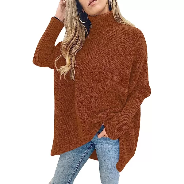imageANRABESS Womens Turtleneck Long Batwing Sleeve Asymmetric Hem Casual Pullover Sweater Knit TopsCaramel