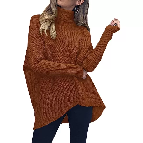 imageANRABESS Womens Turtleneck Long Batwing Sleeve Asymmetric Hem Casual Pullover Sweater Knit TopsCaramel