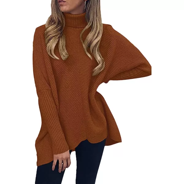 imageANRABESS Womens Turtleneck Long Batwing Sleeve Asymmetric Hem Casual Pullover Sweater Knit TopsCaramel