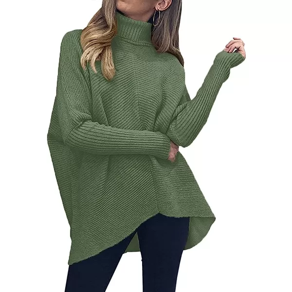 imageANRABESS Womens Turtleneck Long Batwing Sleeve Asymmetric Hem Casual Pullover Sweater Knit TopsCeladon