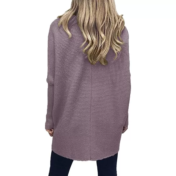 imageANRABESS Womens Turtleneck Long Batwing Sleeve Asymmetric Hem Casual Pullover Sweater Knit TopsDark Purple