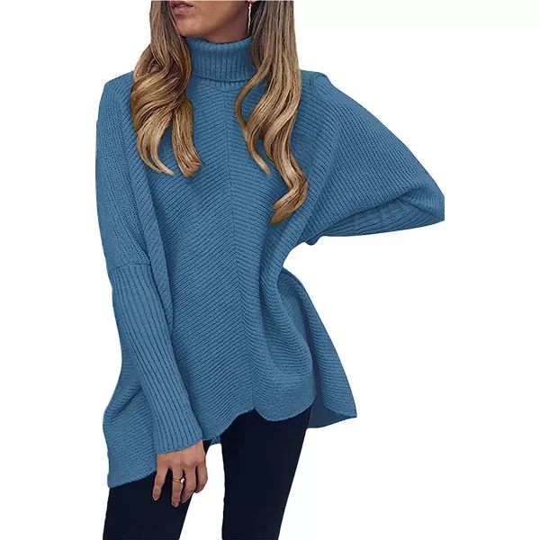 imageANRABESS Womens Turtleneck Long Batwing Sleeve Asymmetric Hem Casual Pullover Sweater Knit TopsDenim Blue