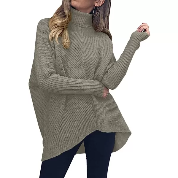 imageANRABESS Womens Turtleneck Long Batwing Sleeve Asymmetric Hem Casual Pullover Sweater Knit TopsGray Coffee