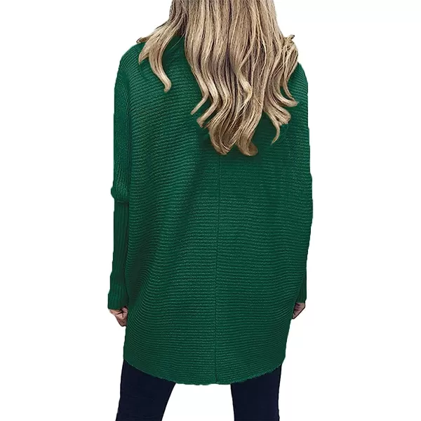 imageANRABESS Womens Turtleneck Long Batwing Sleeve Asymmetric Hem Casual Pullover Sweater Knit TopsGreen