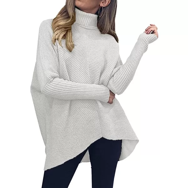 imageANRABESS Womens Turtleneck Long Batwing Sleeve Asymmetric Hem Casual Pullover Sweater Knit TopsGrey