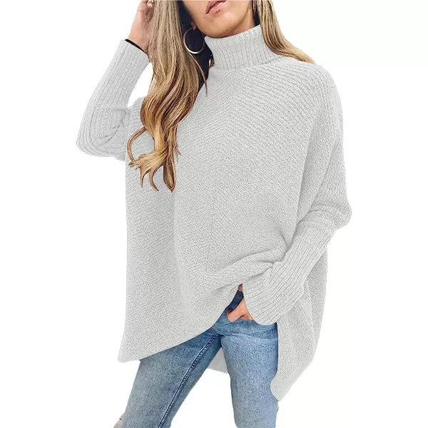 imageANRABESS Womens Turtleneck Long Batwing Sleeve Asymmetric Hem Casual Pullover Sweater Knit TopsGrey