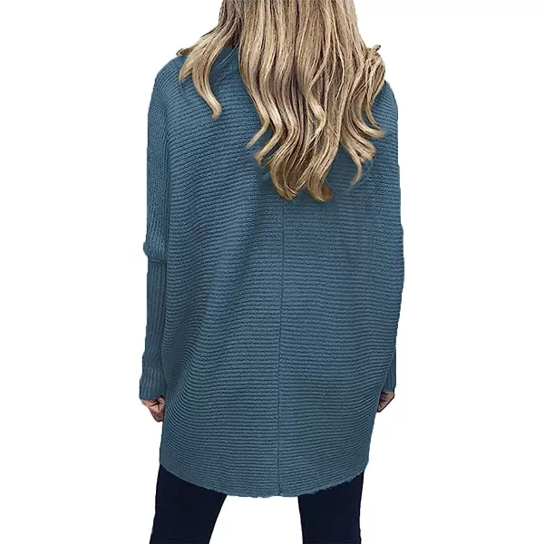 imageANRABESS Womens Turtleneck Long Batwing Sleeve Asymmetric Hem Casual Pullover Sweater Knit TopsIndigo