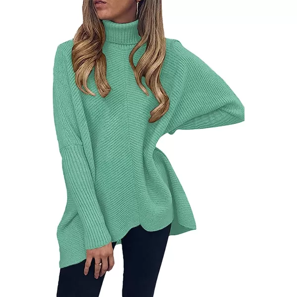 imageANRABESS Womens Turtleneck Long Batwing Sleeve Asymmetric Hem Casual Pullover Sweater Knit TopsLake