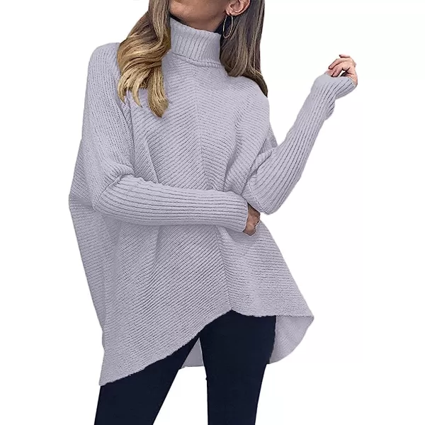 imageANRABESS Womens Turtleneck Long Batwing Sleeve Asymmetric Hem Casual Pullover Sweater Knit TopsLavender