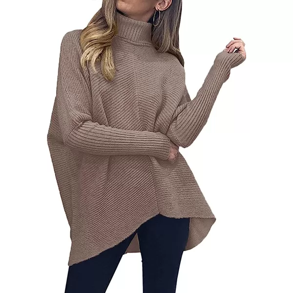imageANRABESS Womens Turtleneck Long Batwing Sleeve Asymmetric Hem Casual Pullover Sweater Knit TopsMutmeg