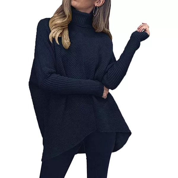 imageANRABESS Womens Turtleneck Long Batwing Sleeve Asymmetric Hem Casual Pullover Sweater Knit TopsNavy Blue