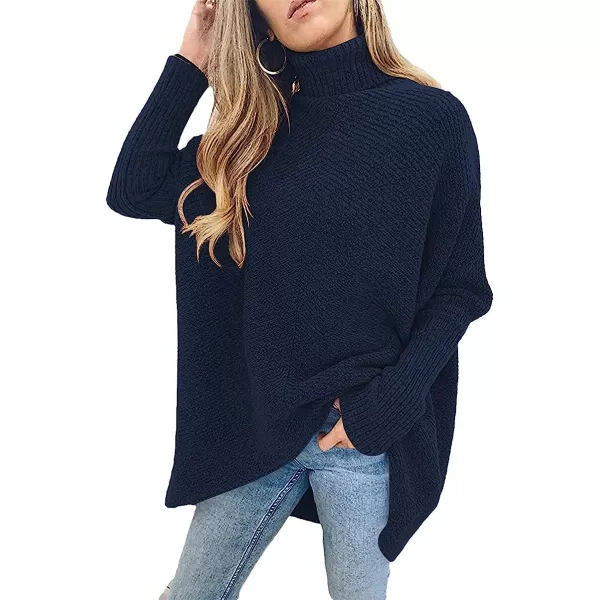 imageANRABESS Womens Turtleneck Long Batwing Sleeve Asymmetric Hem Casual Pullover Sweater Knit TopsNavy Blue