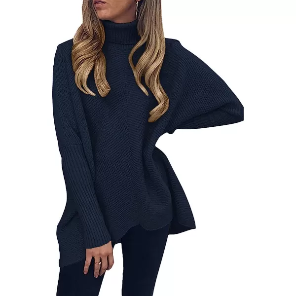 imageANRABESS Womens Turtleneck Long Batwing Sleeve Asymmetric Hem Casual Pullover Sweater Knit TopsNavy Blue